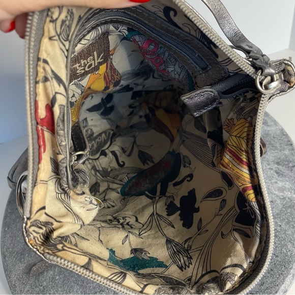 The Sak Metallic Grey Leather Crossbody Purse Bag - Picture 10 of 14